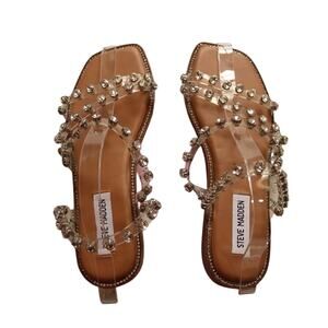 Steve Madden Skyler Sandals – Clear/Silver studded – Size 6, Like New